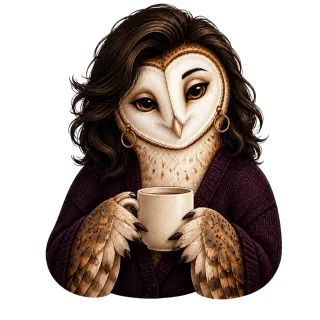 Personalized owl alter ego holding the same cup