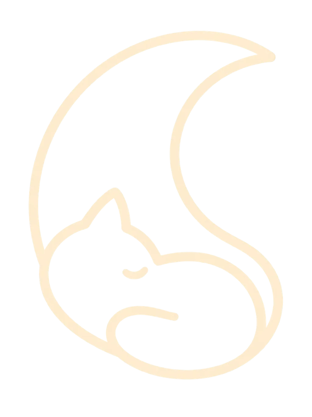 A shared line drawing combining a sleeping cat and a crescent moon